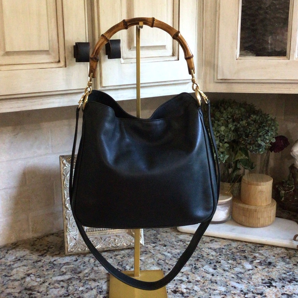 Gucci Green Leather Crossbody & Bamboo Handbag